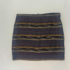 Mango Mini Skirt Brocade Blue and Gold Size 6